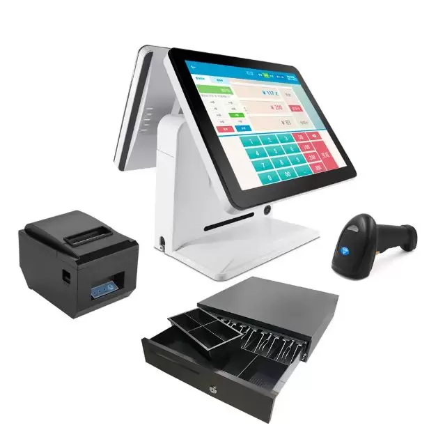15'' Touchscreen Pos Terminal with Cash drawer, Thermal Printer and Barcode scanner